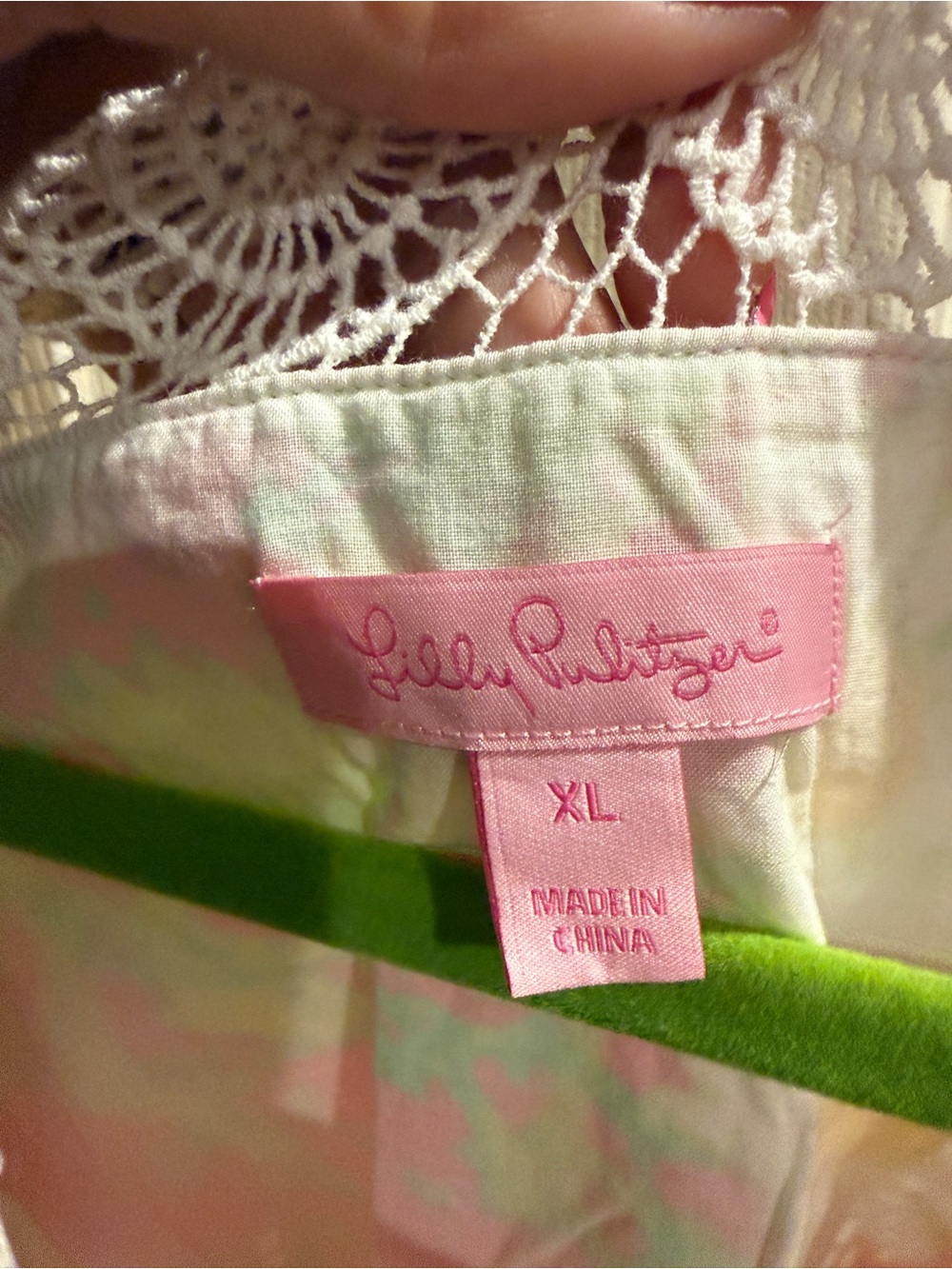 Lilly Pulitzer Pink & White Lace-Trim Top - Picture 4 of 4